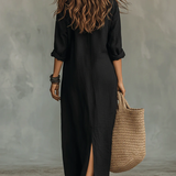 Úrsula™ | Vestido Comprido Solto com Botões