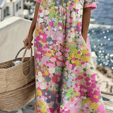 Piedade™ | Vestido midi floral com corte em A