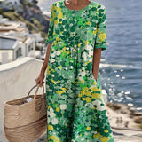 Piedade™ | Vestido midi floral com corte em A