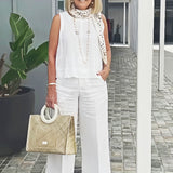 Trindade™ | Conjunto Branco de Blusa e Calças Longas