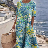 Piedade™ | Vestido midi floral com corte em A