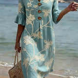 Vestido casual de senhora com estampado floral.