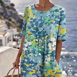 Piedade™ | Vestido midi floral com corte em A