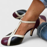 Paloma™ | Sandália de Salto Bicolor com Tira em T