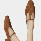 Elly Sapatos de salto baixo com tira e fivela