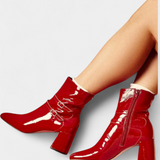 Vivi Botas Vermelhas com Salto Grosso