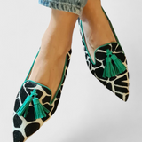 Mocassins Filomena elegantes com biqueira pontiaguda e design bicolor