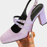 Orlanda Sapatos de salto acetinados com tira dupla e tira não tornozelo