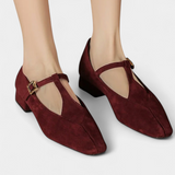 Elly Sapatos de salto baixo com tira e fivela