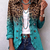 Mercedes | Blazer com Estampado de Leopardo Degradé e Folhos