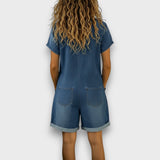 Candelária™ | Conjunto casual de ganga com camisa e calções