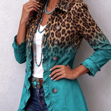 Mercedes | Blazer com Estampado de Leopardo Degradé e Folhos