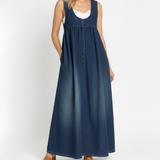 Genoveva™ | Vestido maxi de ganga lavado com alças