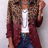 Mercedes | Blazer com Estampado de Leopardo Degradé e Folhos