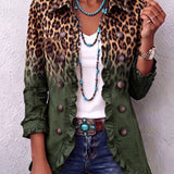 Mercedes | Blazer com Estampado de Leopardo Degradé e Folhos